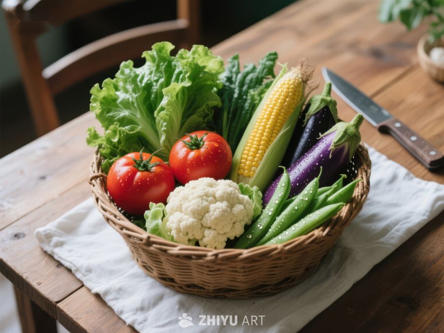 新鲜蔬菜篮子静物图 667