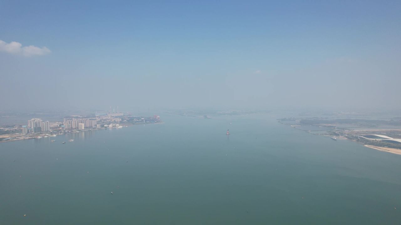 广东湛江城市风光湛江广州湾航拍 