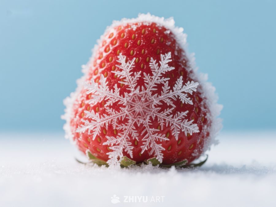 雪中草莓：冰霜覆盖的自然艺术 776