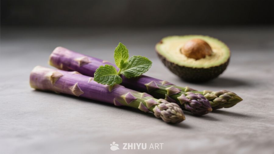 紫芦笋与牛油果静物