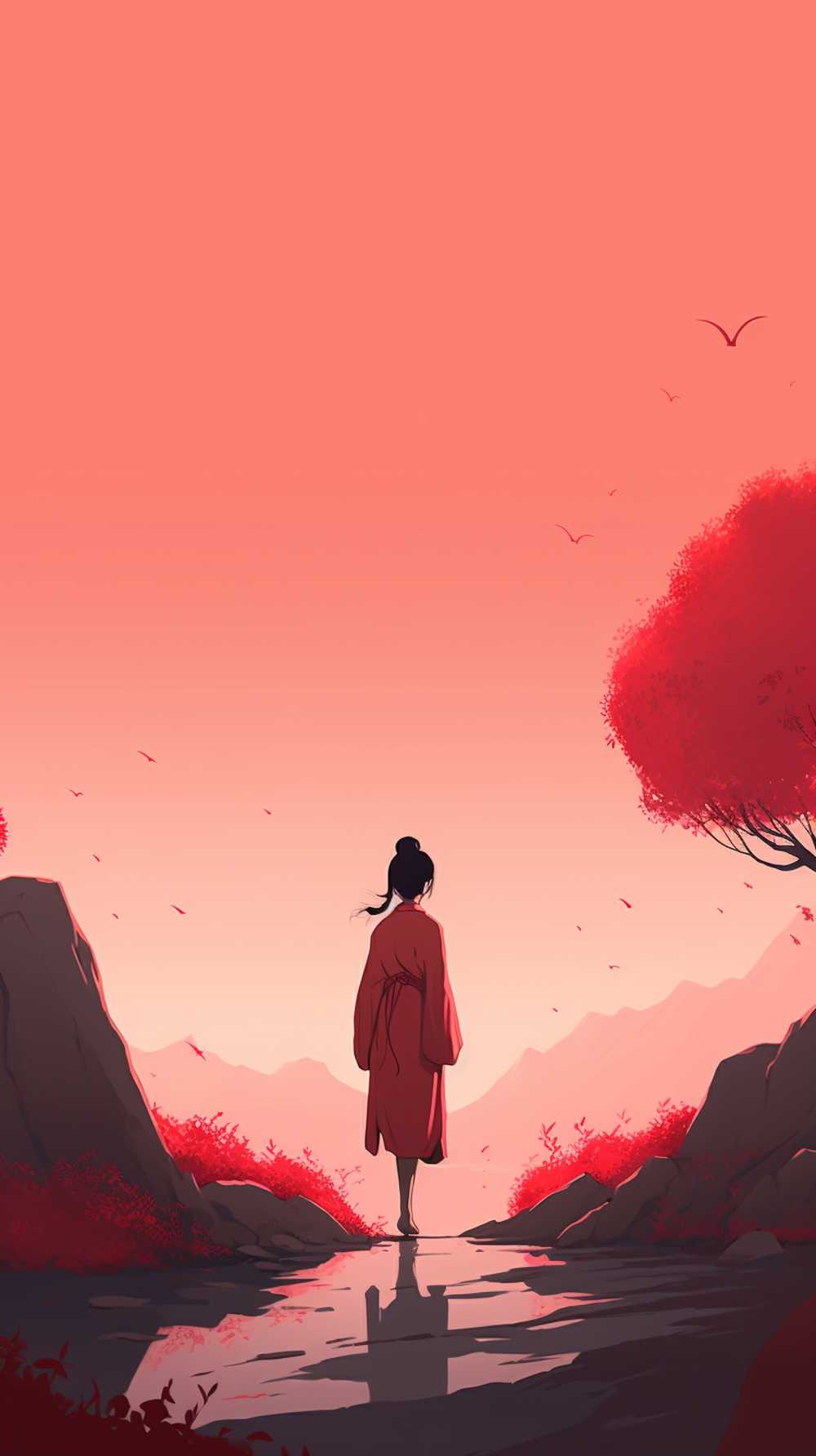 红色唯美背景意境