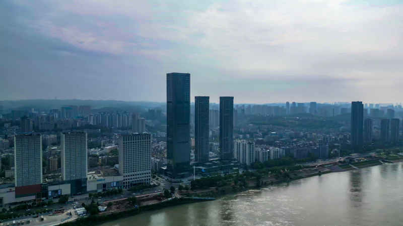 湖北宜昌城市风光航拍图 