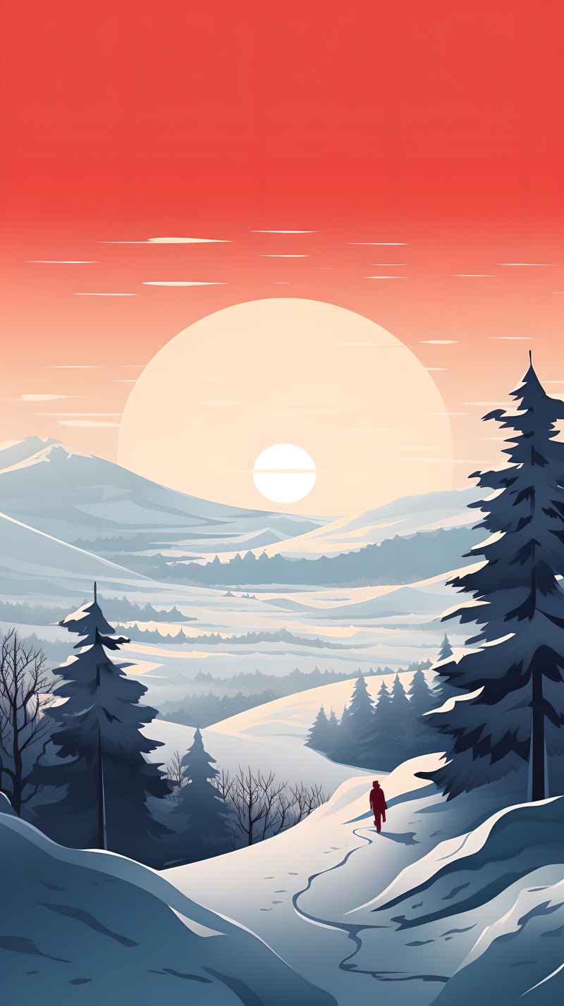 冬季唯美雪景创业插画 16