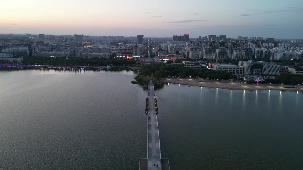 航拍山东东营城市建设东营风光