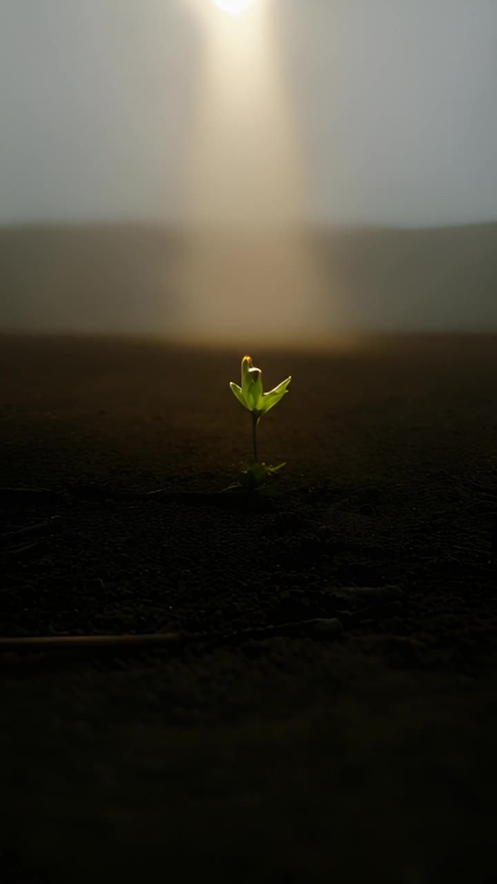 一个低角度的视角，镜头缓慢移动。画面中是一片广阔的