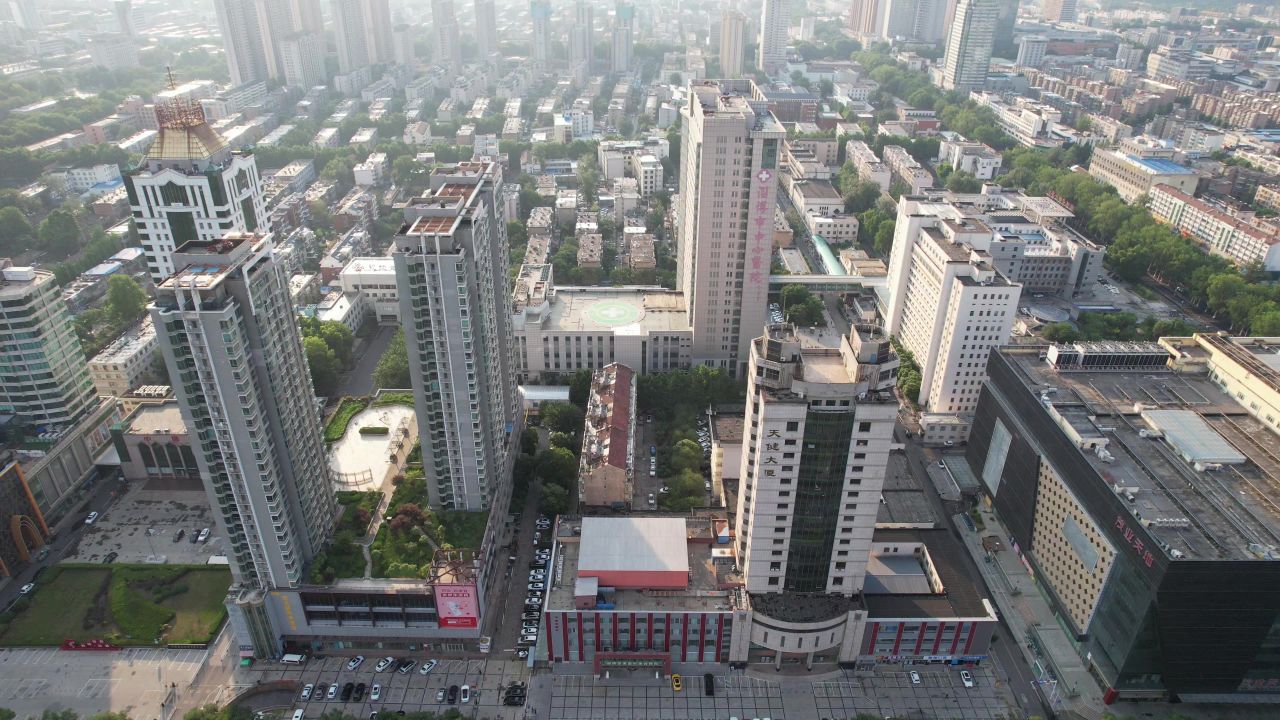山东淄博城市建设航拍  