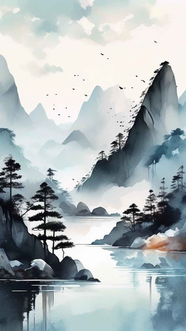国风山水画背景插画 83