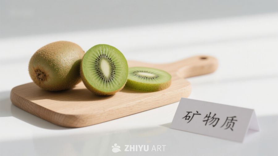 猕猴桃切片与矿物质标签