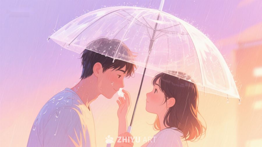 雨中情侣共享甜蜜时刻 645