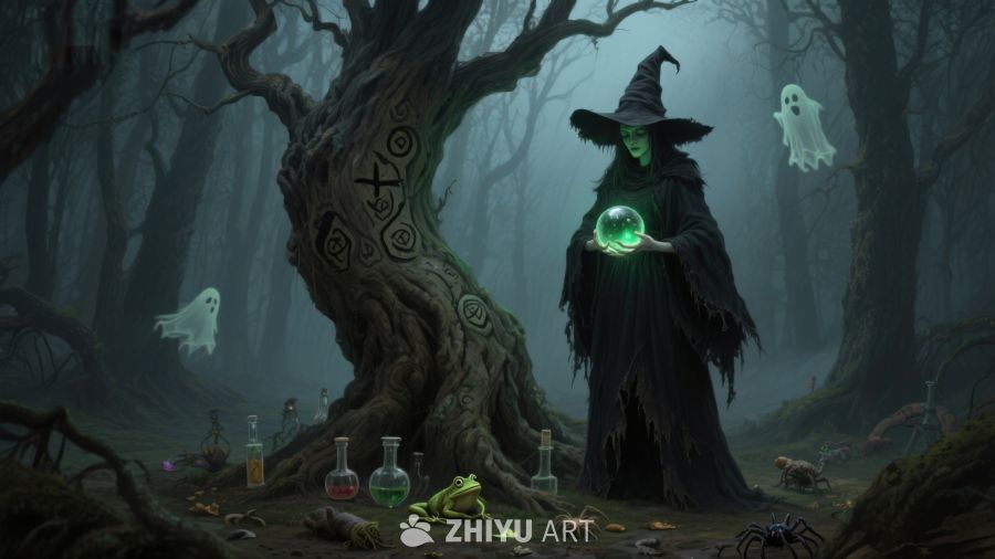 幽暗森林中的女巫与魔法