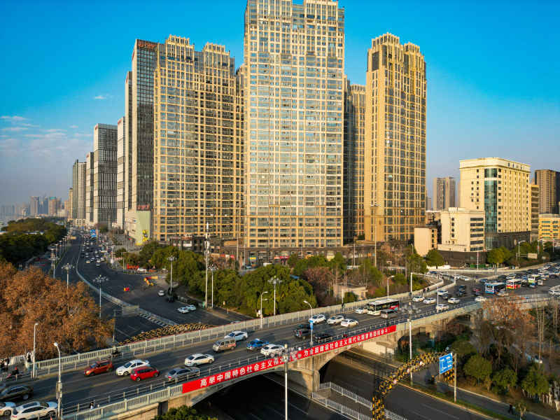湖南长沙城市建筑高楼交通航拍摄影图
