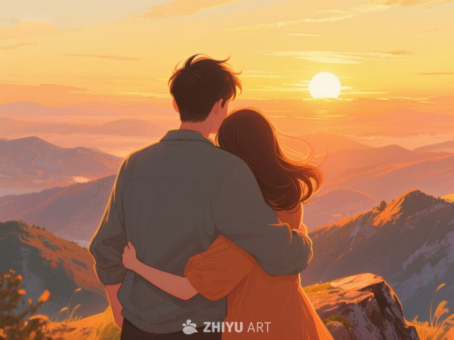情侣山巅共赏夕阳 529