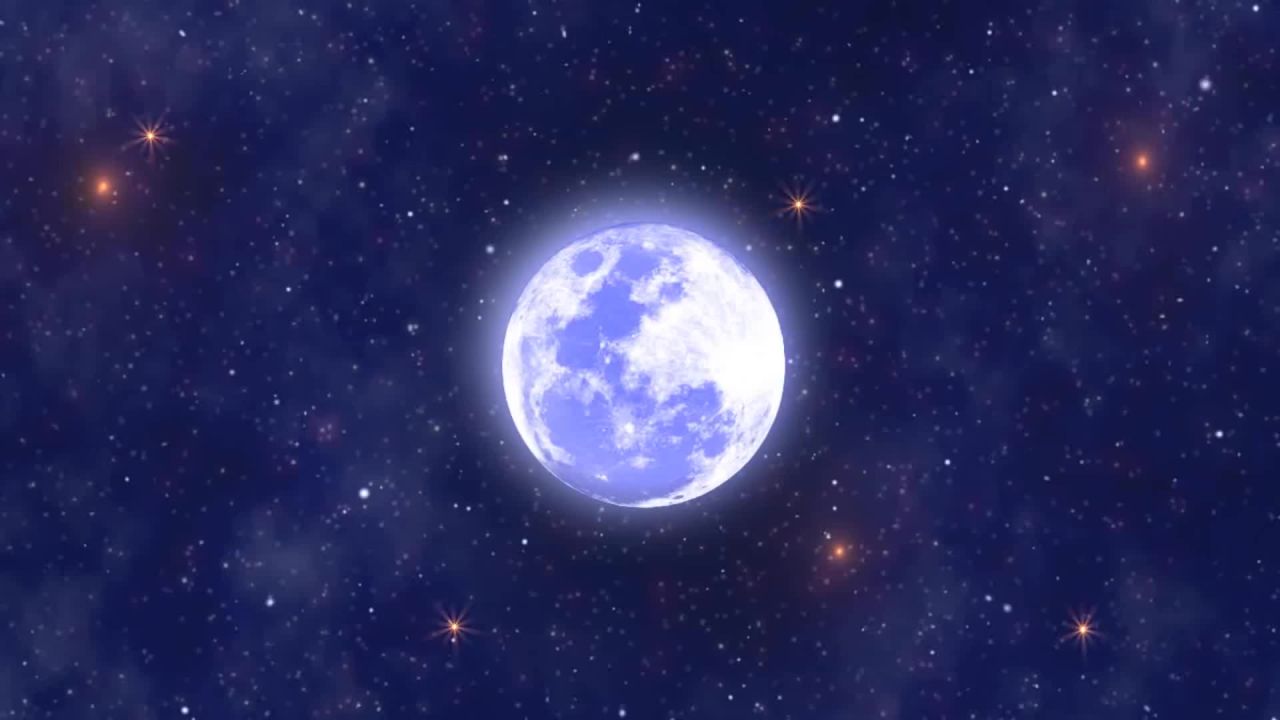 唯美大海上升月亮白月光蓝色夜空圆月明月大屏幕舞台LED视频  127