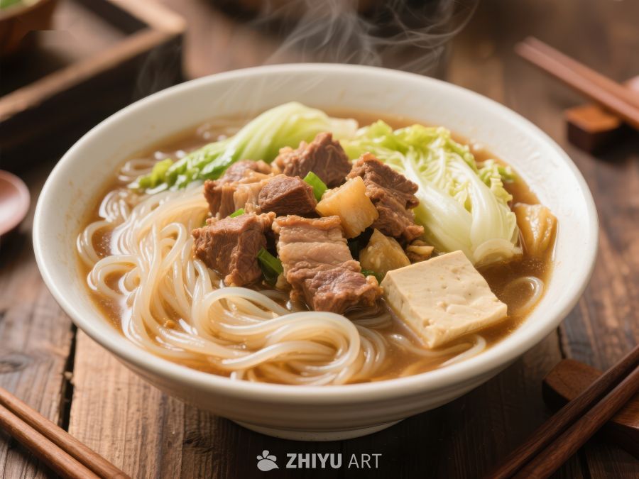 热腾腾的牛肉米粉配白菜豆腐 988