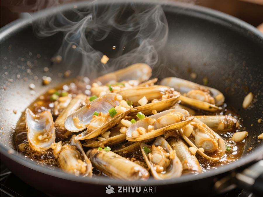 热炒蛏子，香气四溢 754