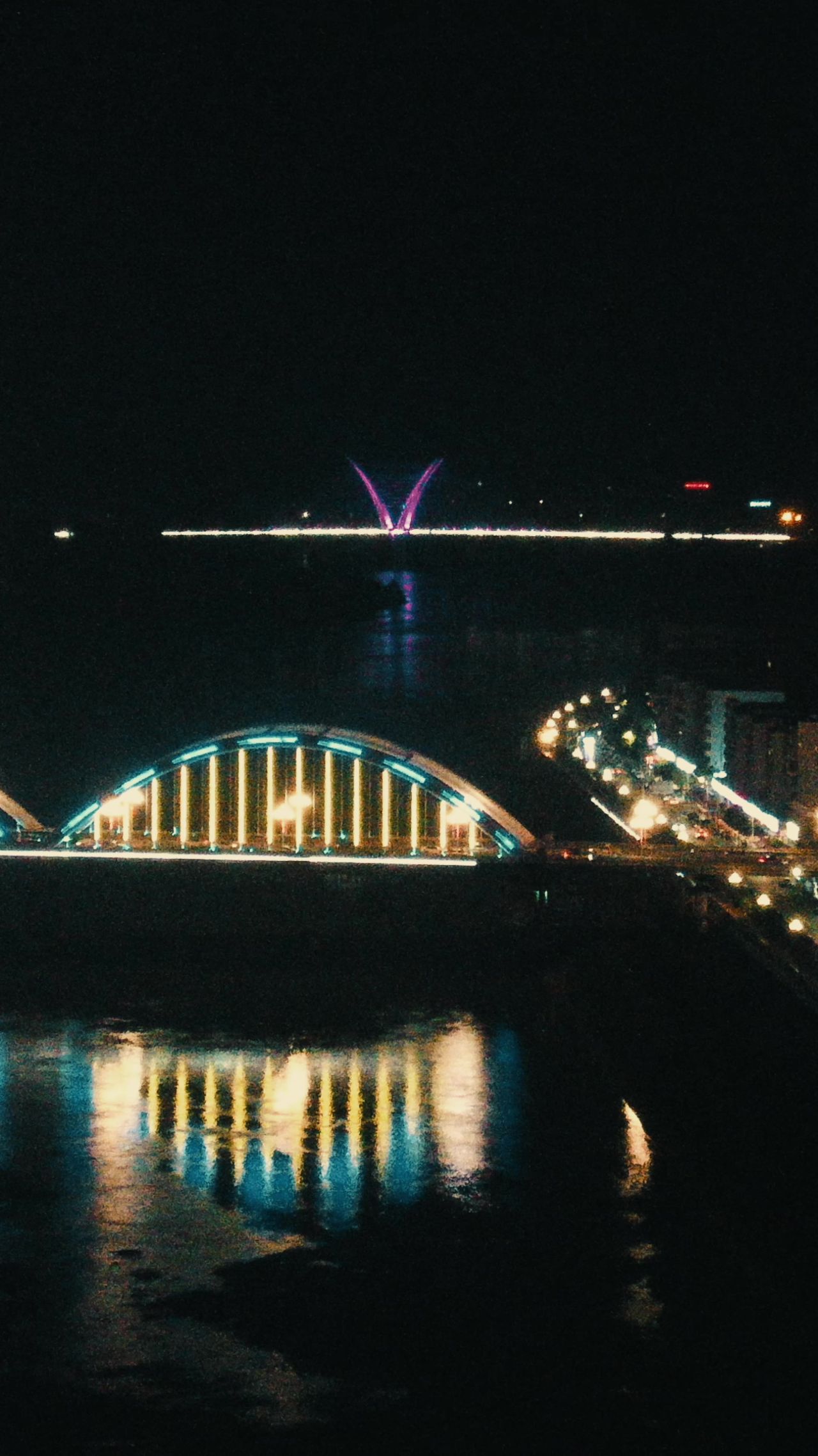 城市航拍湖南邵阳西湖大桥夜景