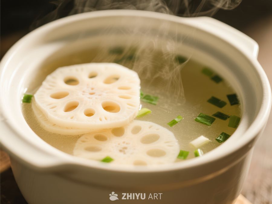 莲藕汤热气腾腾，清新美味 360