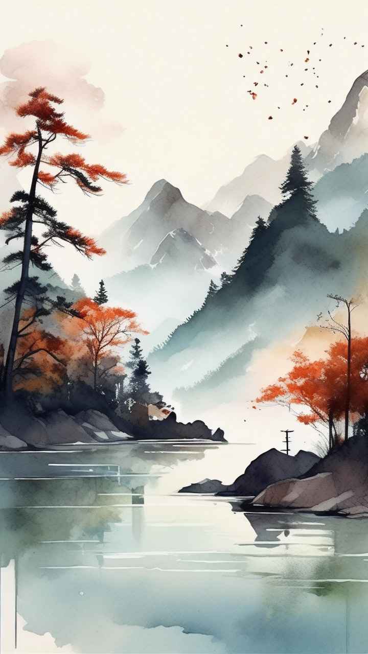 山水画国风背景 90