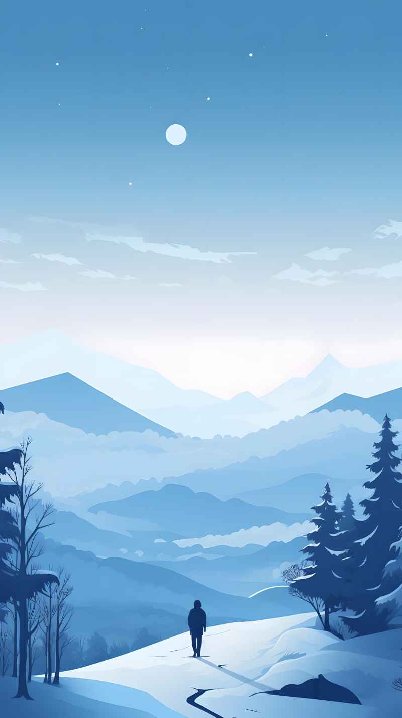 冬季唯美雪景创业插画 28