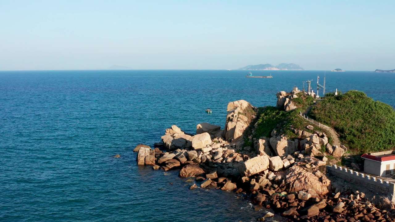 海边渔船空镜头 