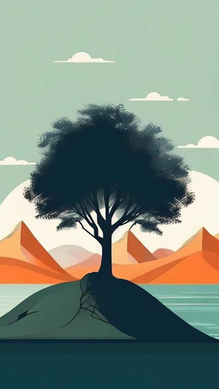 一幅画画着树极简主义 23