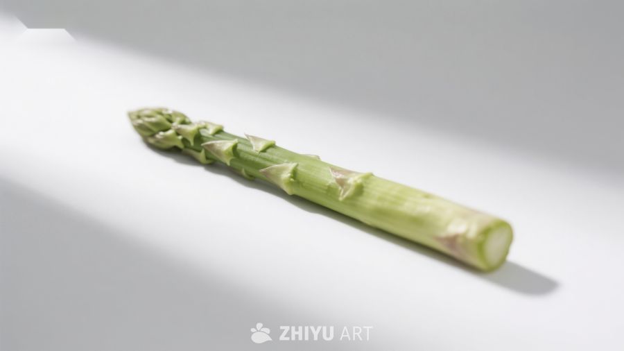 一根绿色芦笋静置画面