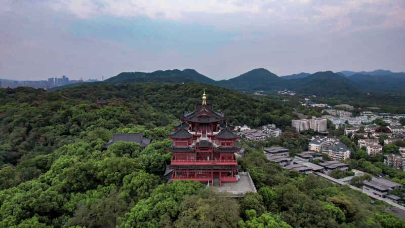 浙江杭州城市风光航拍摄影图 