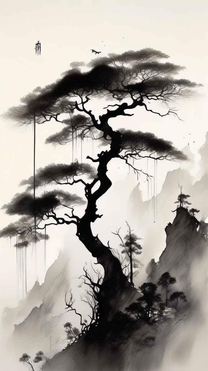 古风山水画唯美背景图 50