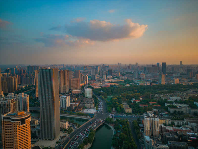 安徽省 合肥市 城市 黎明 晚霞