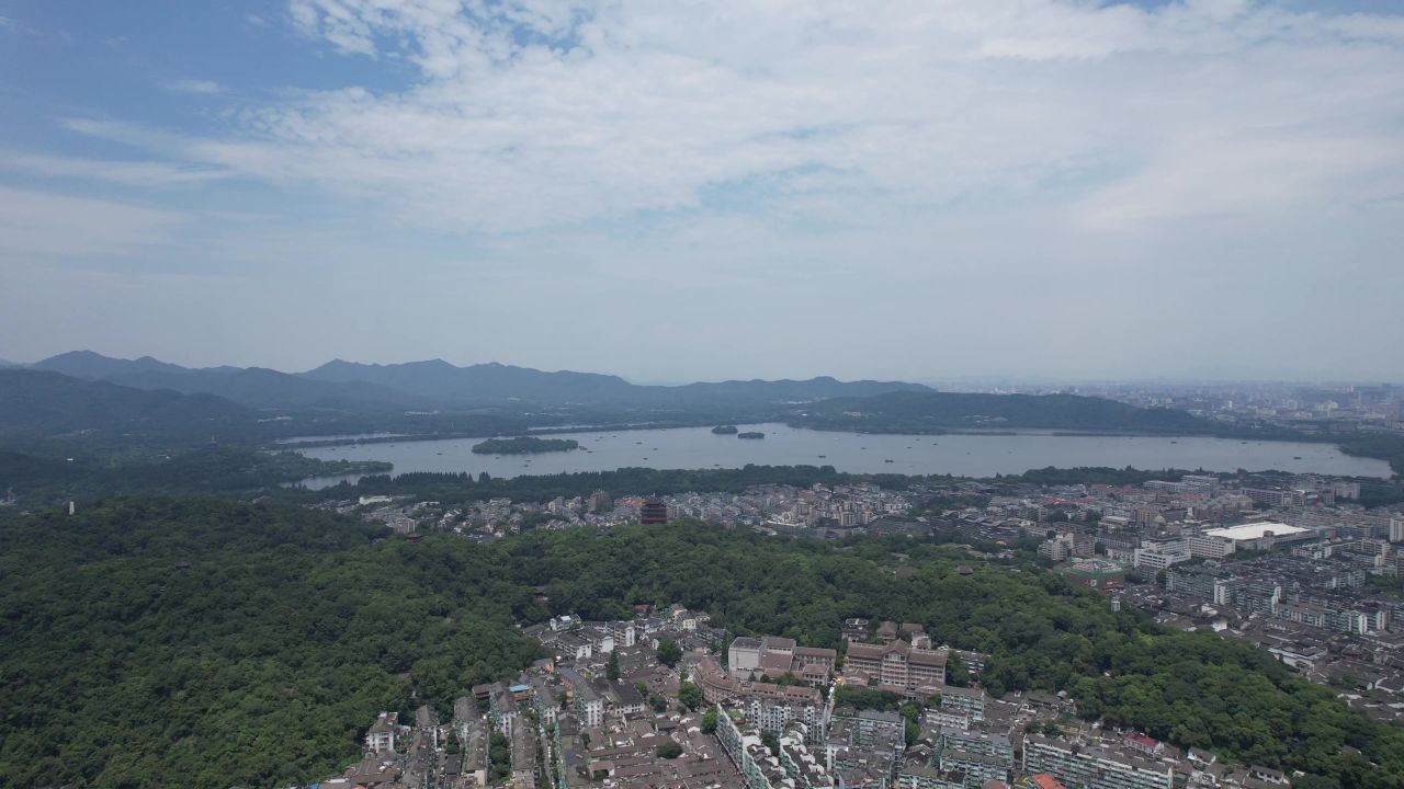 浙江杭州城市风光地标建筑航拍