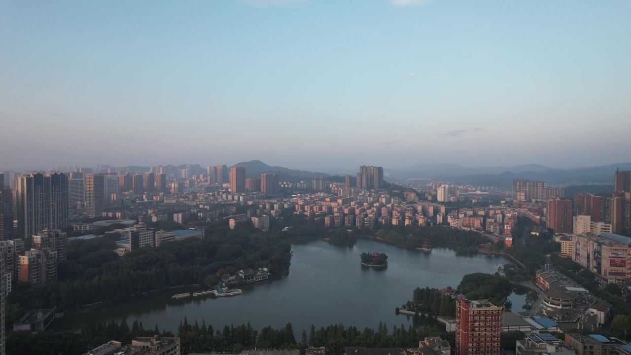 湖南郴州北湖公园航拍