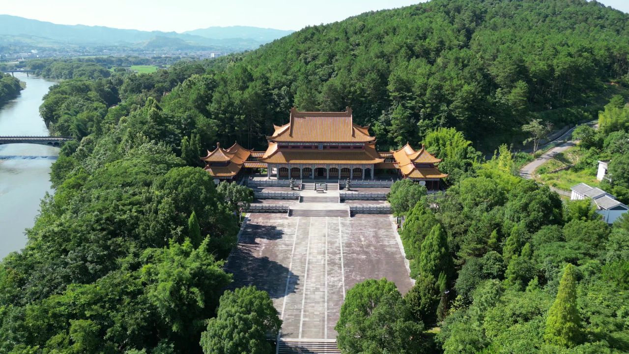 湖南株洲炎帝陵5A景区航拍 