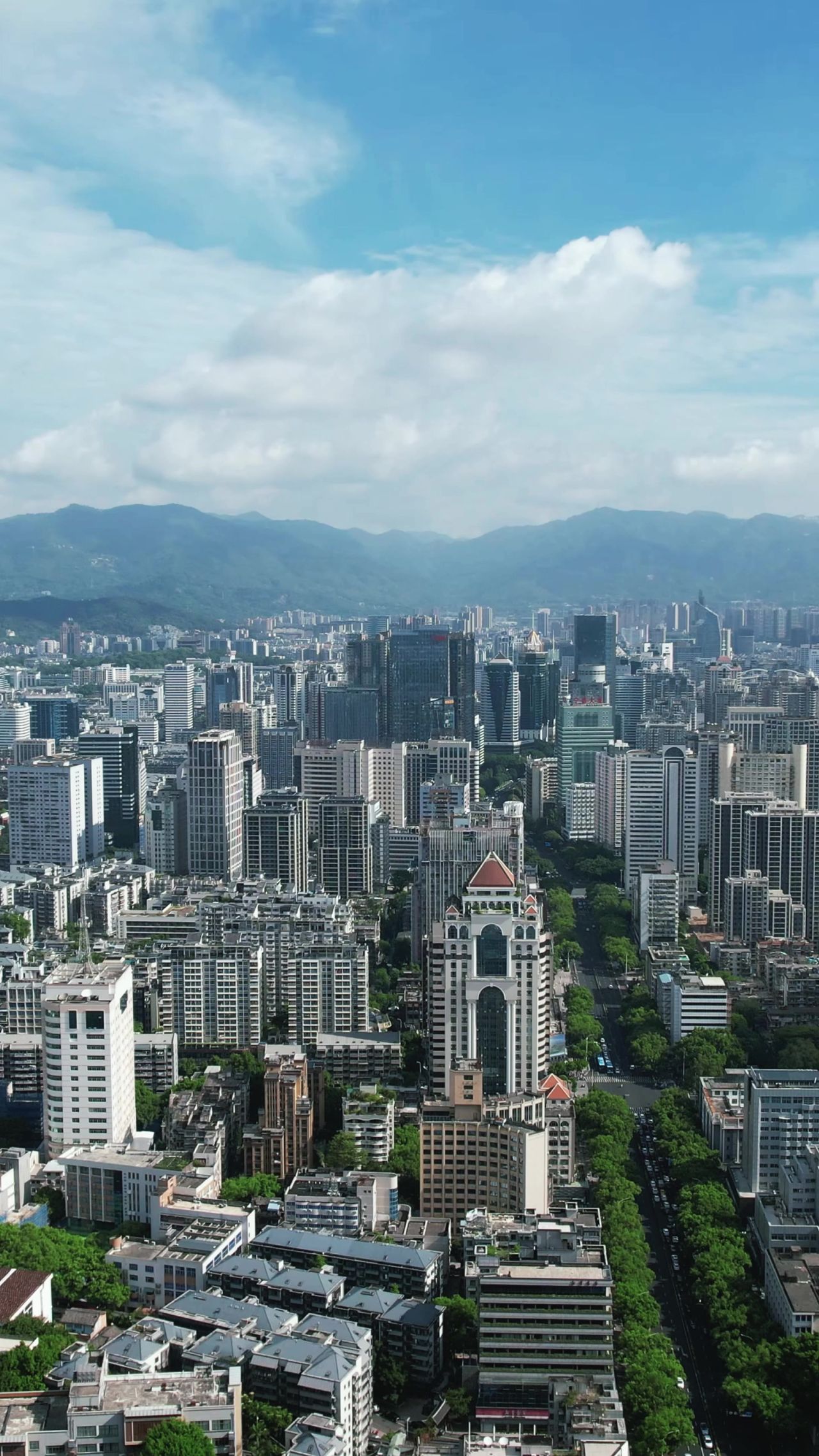福建福州城市风光竖屏航拍 