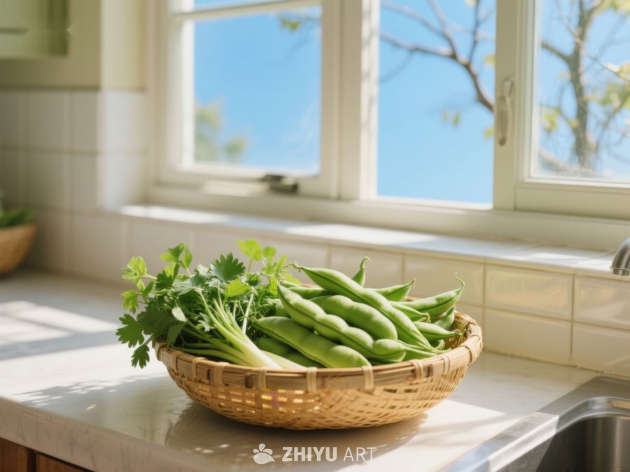 窗边篮子里的新鲜蔬菜 116