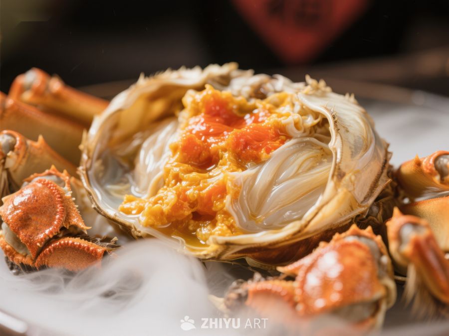 蒸蟹开盖，蟹黄鲜美诱人 1157