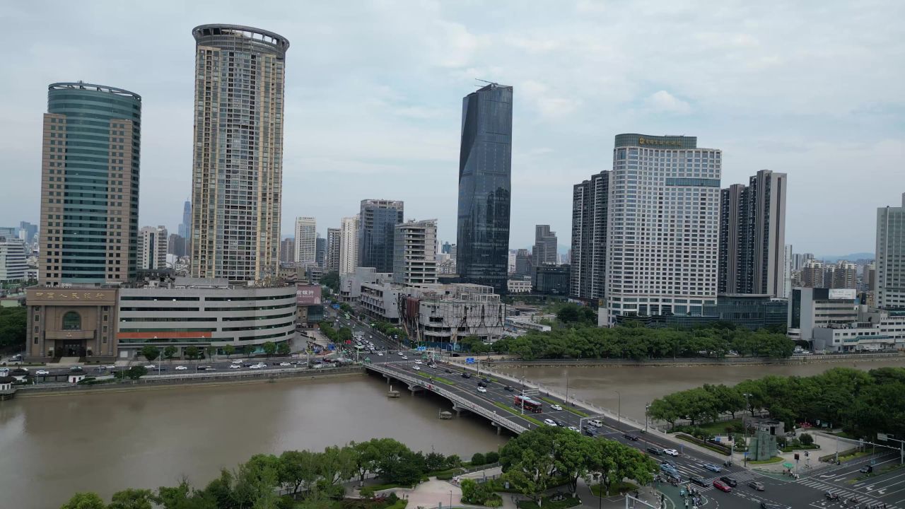  航拍浙江宁波城市风光宁波建设