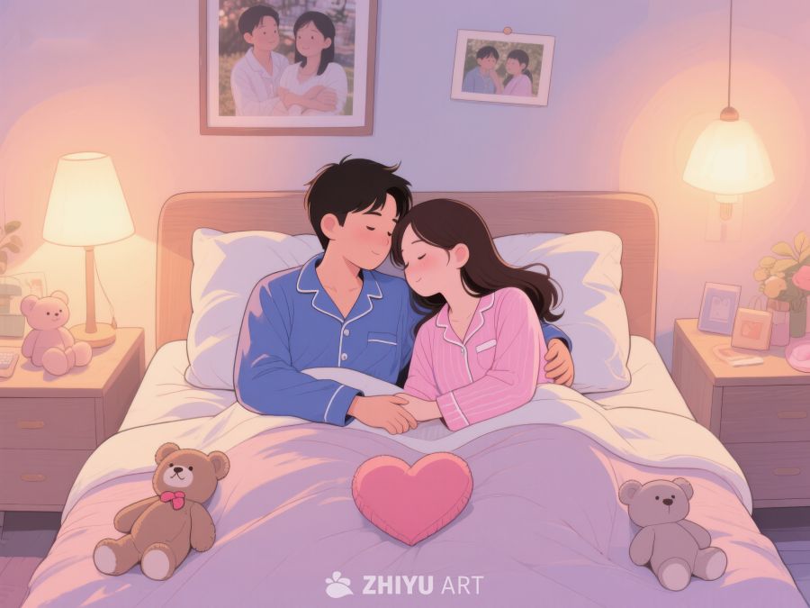 温馨夜晚，情侣共枕甜蜜梦 903
