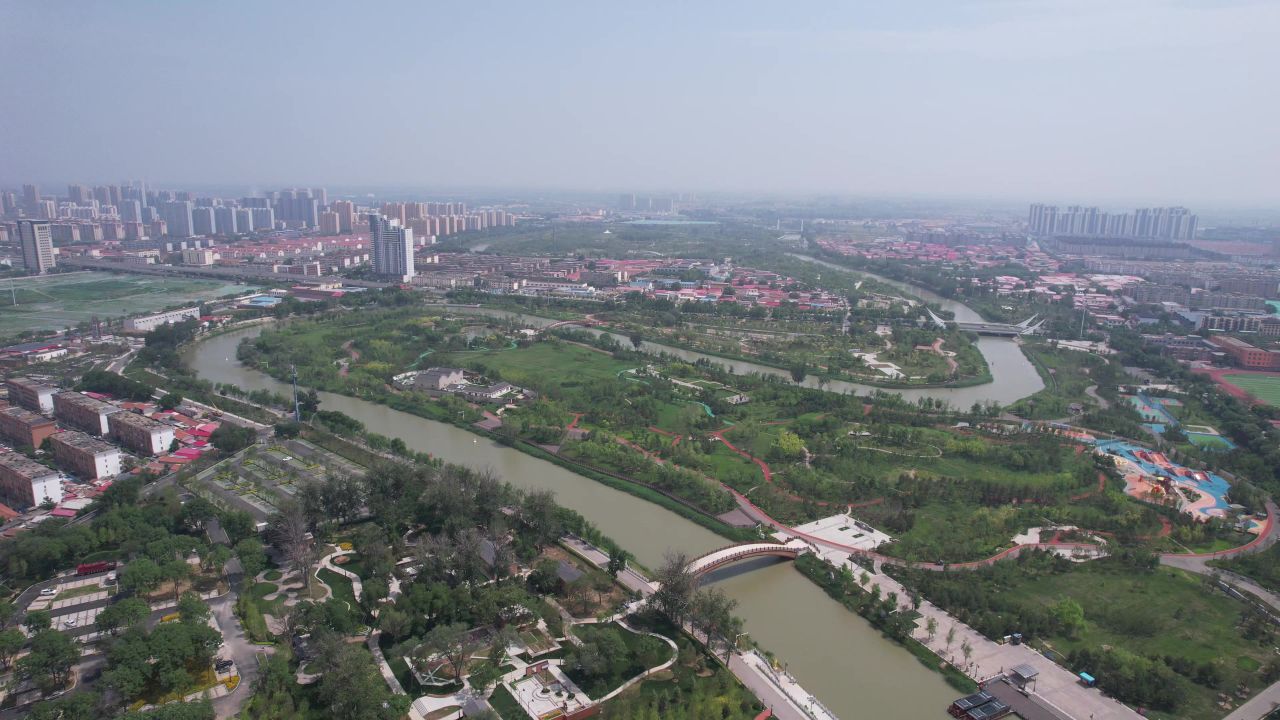 河北沧州城市风光地标建筑航拍  