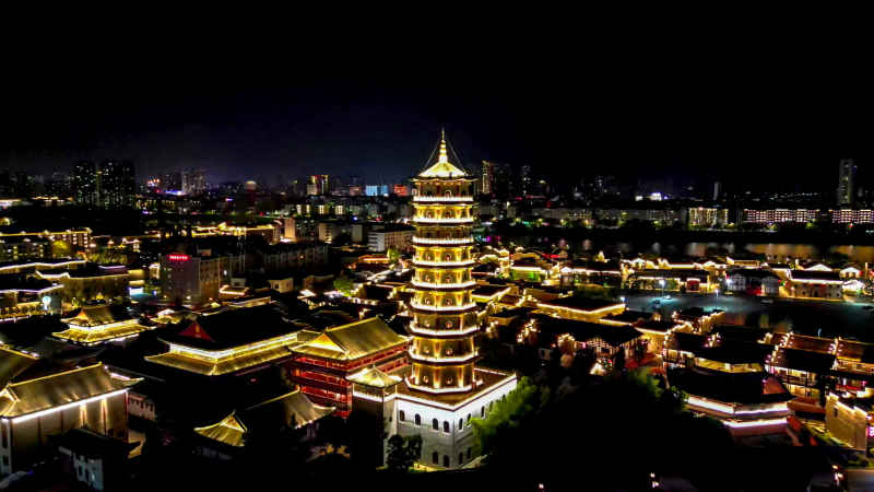 江西抚州城市风光航拍图 