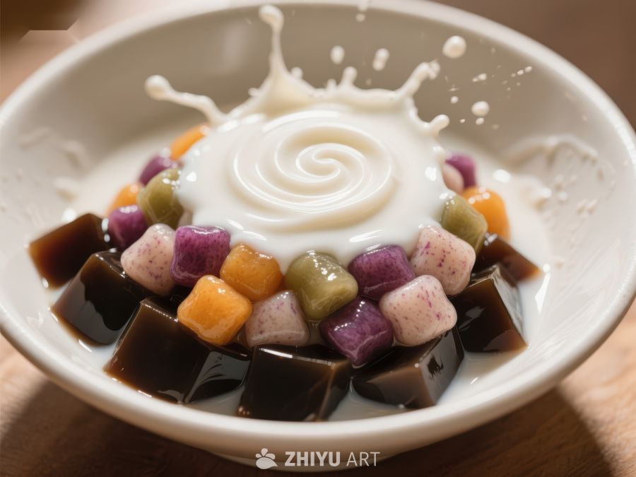 彩色芋圆搭配牛奶，甜蜜诱人 43