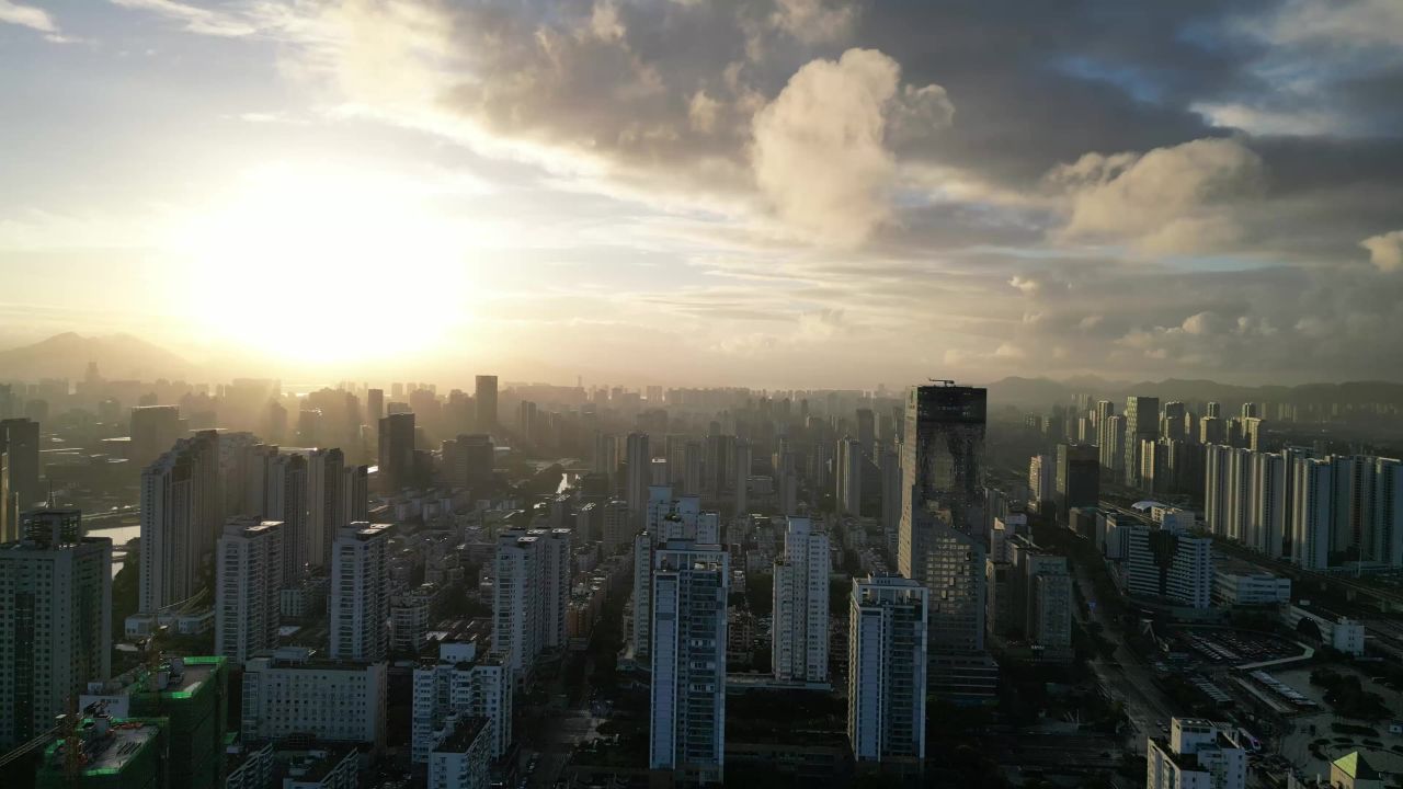 航拍温州城市天际线温州大景