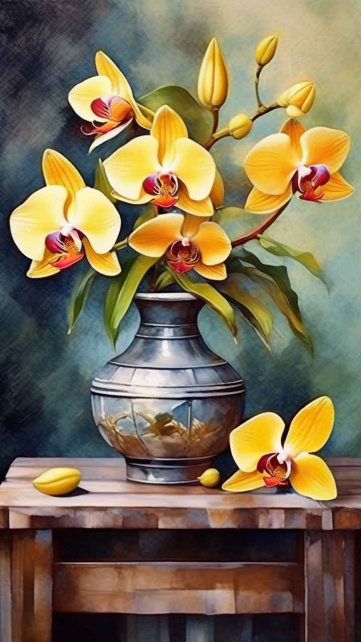 黄色兰花插画 8