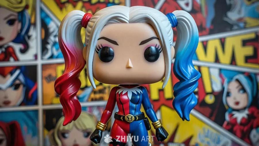 一个Funko Pop玩偶，拥有苍白的皮肤、金色的