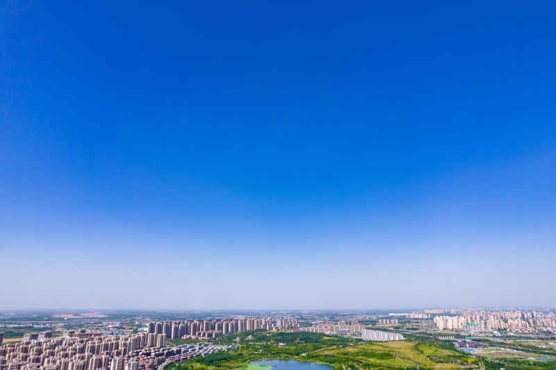 山东济南城市风光华山湖风景区航拍摄影图