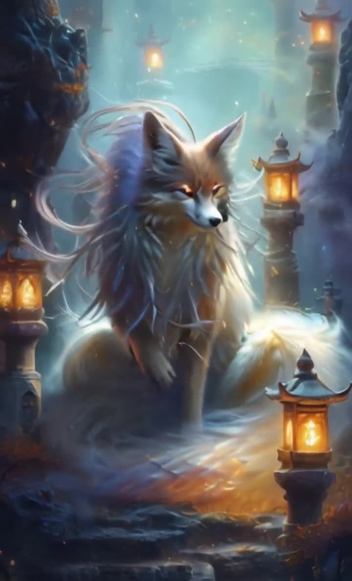 红眼白狐的梦幻灯笼夜景