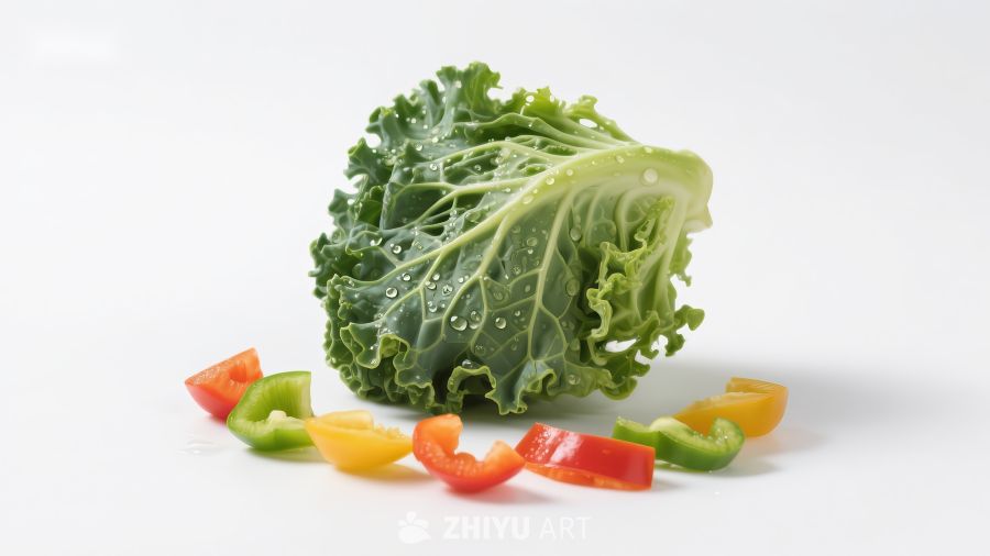 新鲜卷心菜与彩椒片