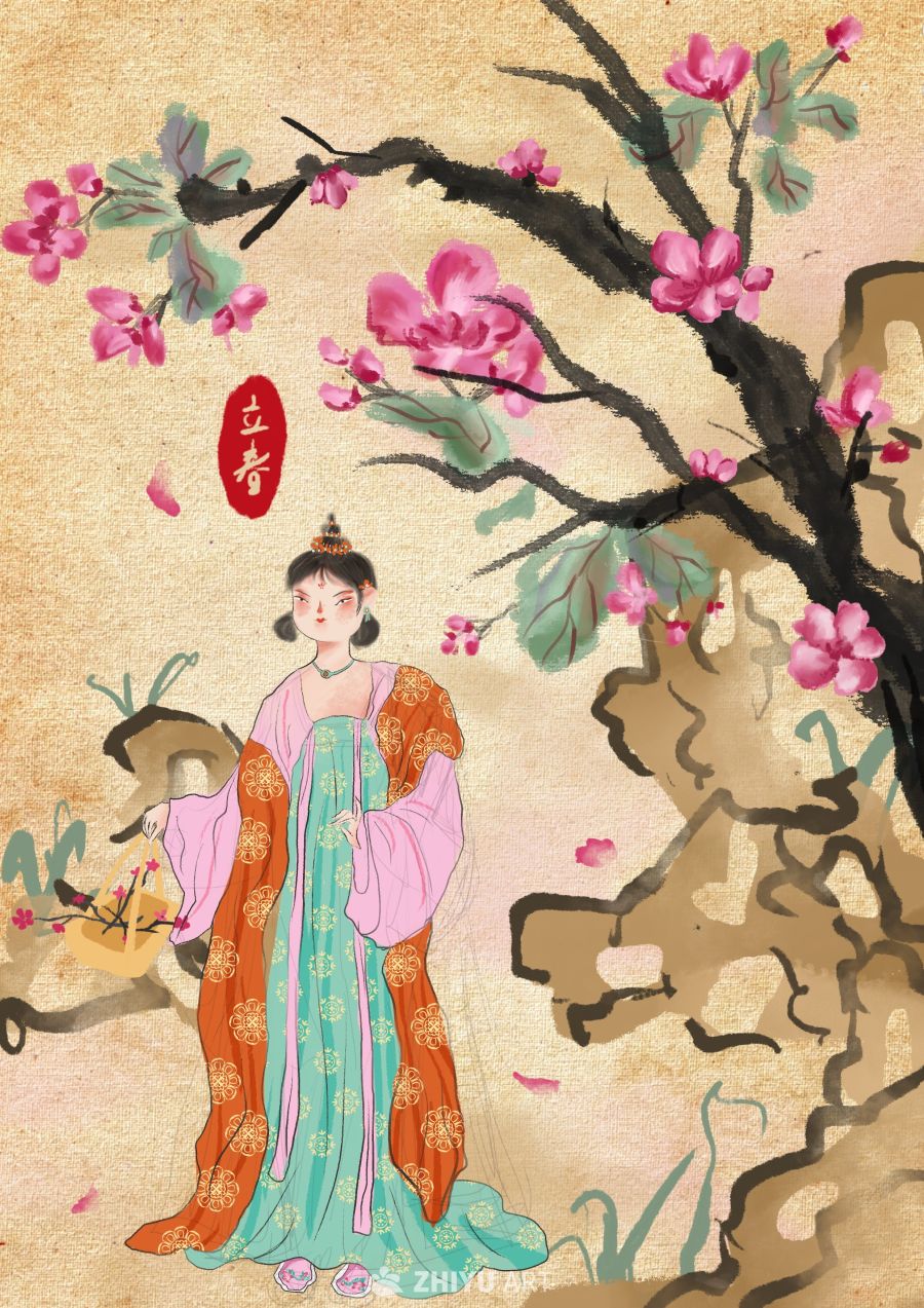原创治愈插画作品素材四季节气节日自然 35