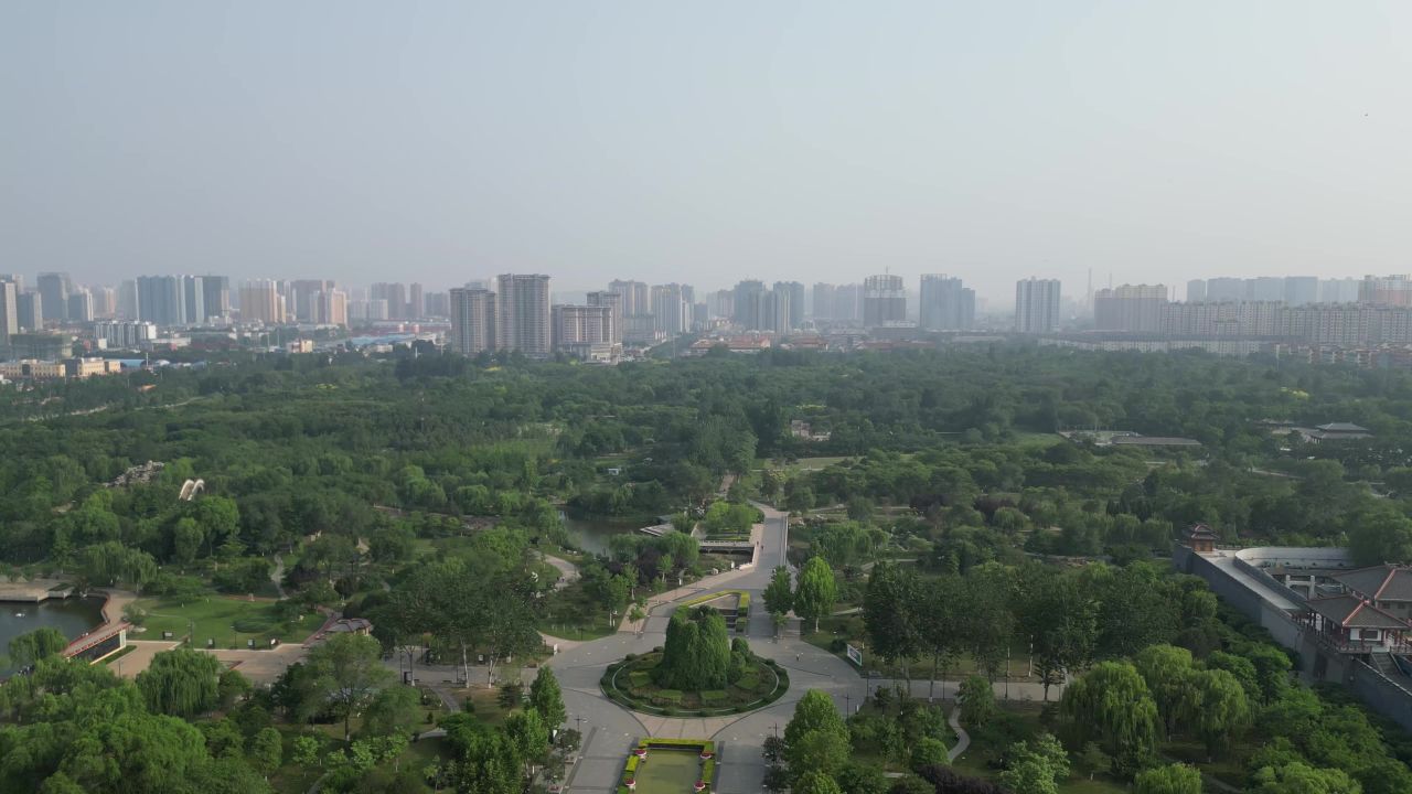 邯郸赵苑公园4A景区航拍 