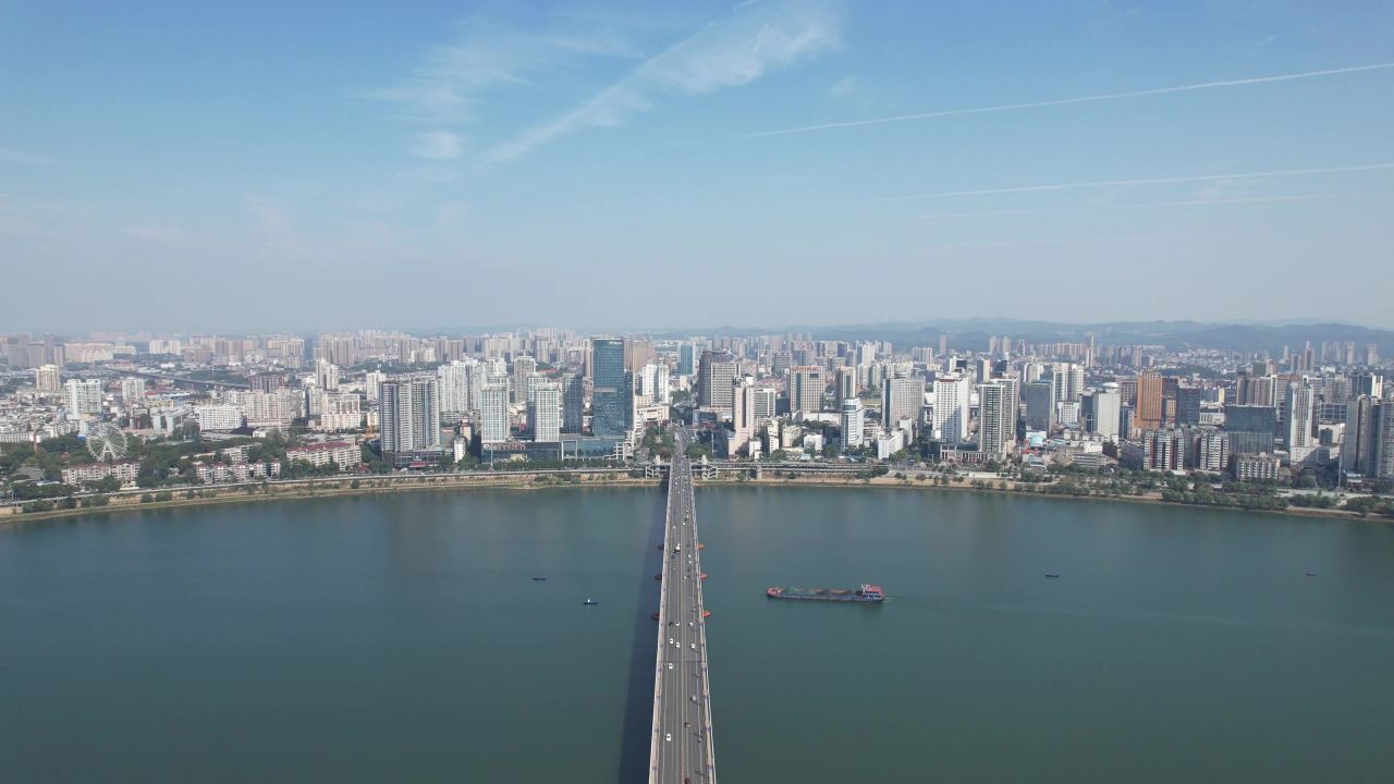 湖南株洲大桥交通桥梁航拍