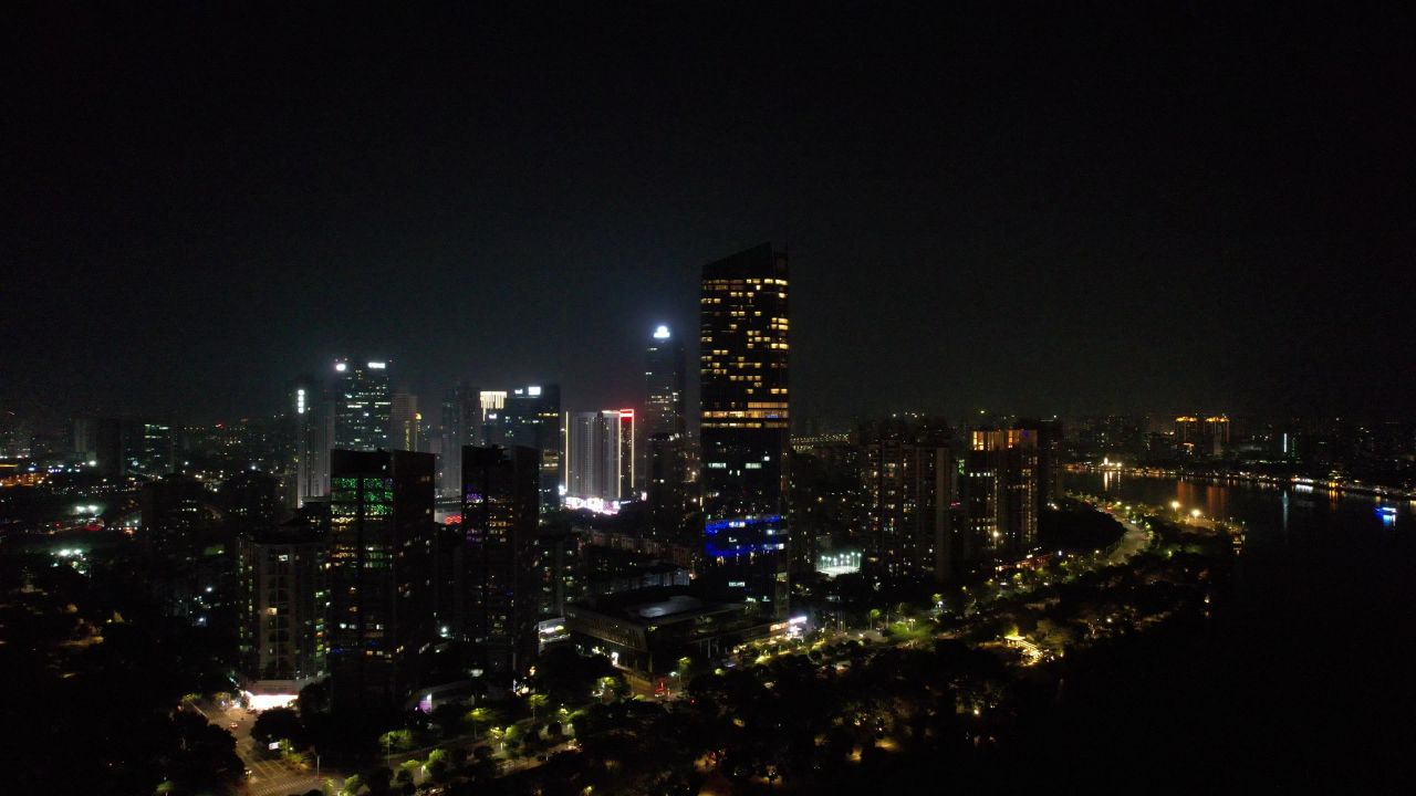 广东惠州城市夜景灯光航拍